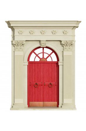 The Copper Kickplate is installed on a red door